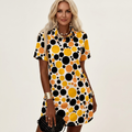 Zelia | Polo-Collar Short-Sleeve Printed A-Line Mini Dress 18