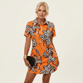 Zelia | Polo-Collar Short-Sleeve Printed A-Line Mini Dress 25