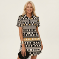 Zelia | Polo-Collar Short-Sleeve Printed A-Line Mini Dress 27
