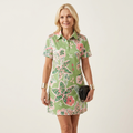 Zelia | Polo-Collar Short-Sleeve Printed A-Line Mini Dress 31