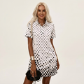 Zelia | Polo-Collar Short-Sleeve Printed A-Line Mini Dress 35