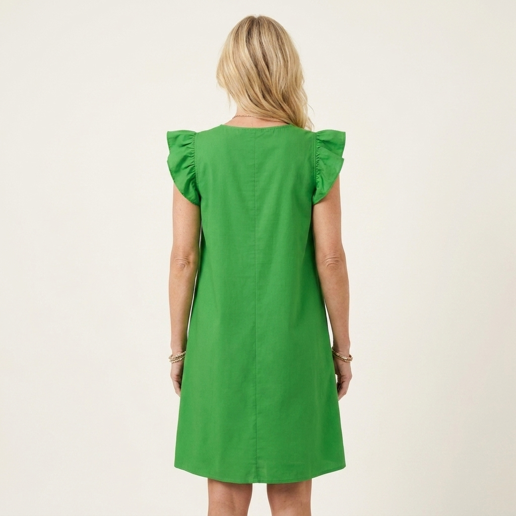 Tamara | Round-Neck Flutter-Sleeve Floral Print A-Line Mini Dress