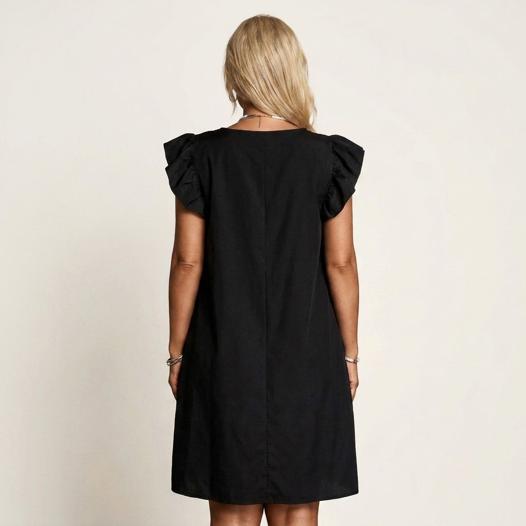 Tamara | Round-Neck Flutter-Sleeve Floral Print A-Line Mini Dress