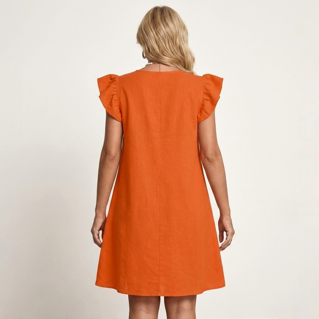 Tamara | Round-Neck Flutter-Sleeve Floral Print A-Line Mini Dress