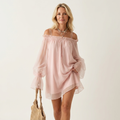 Jamella | Double-Strap Off-Shoulder Bell-Sleeve Mini Dress