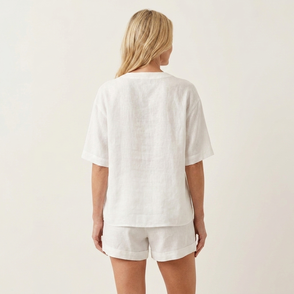 Alara | V-Neck Tie-Front Short-Sleeve Top & Elasticated Shorts Two-Piece Set
