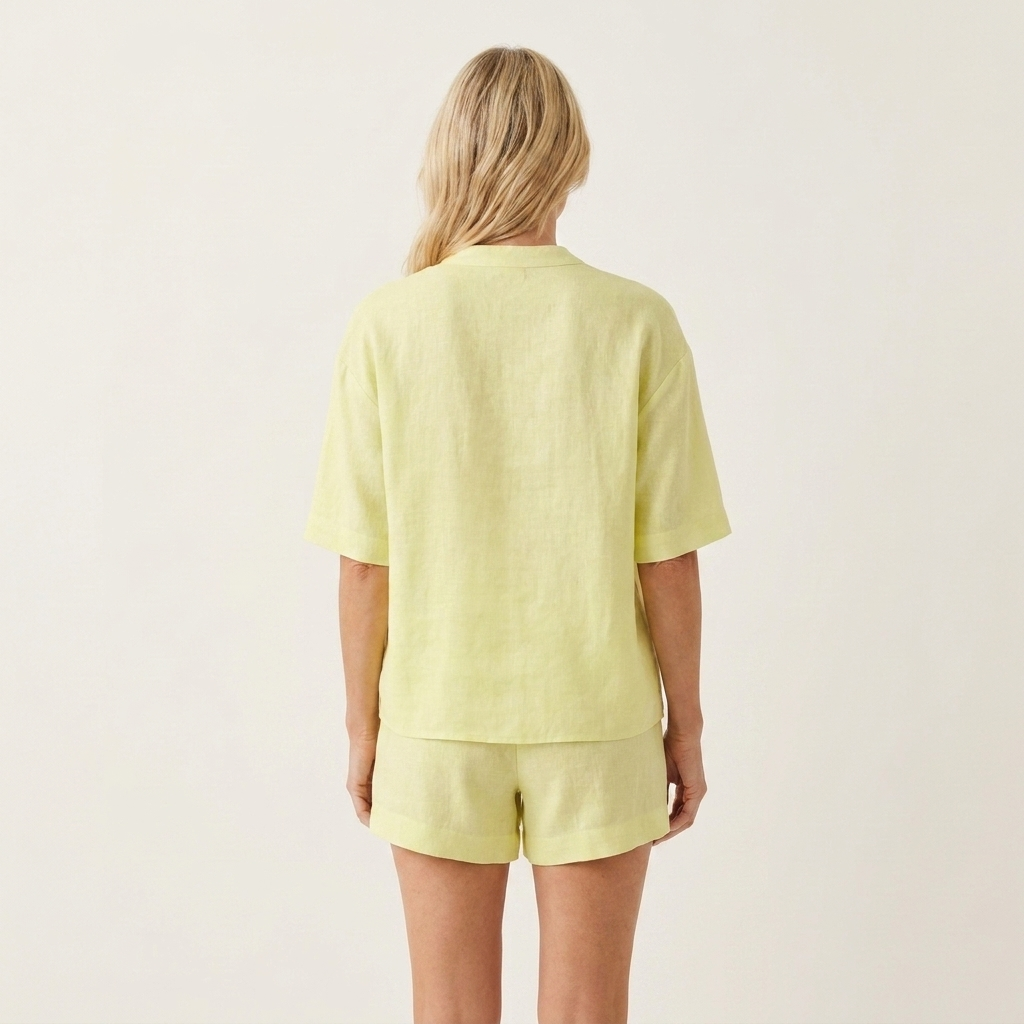 Alara | V-Neck Tie-Front Short-Sleeve Top & Elasticated Shorts Two-Piece Set