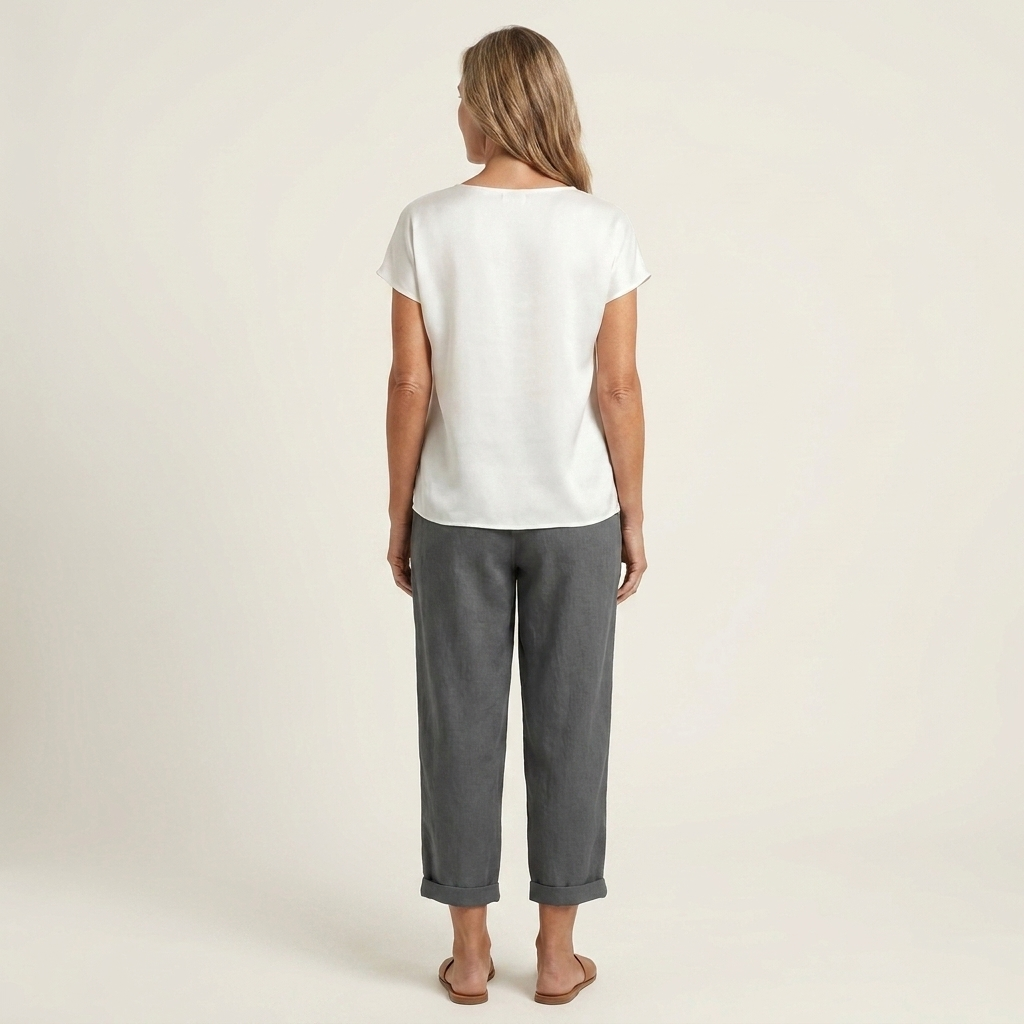 Carolina | Cotton-Linen Tapered Pants with Rolled Cuffs & Side Pockets