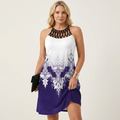 Darnella | Lattice-Neck Printed Sleeveless Mini Dress