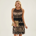 Darnella | Lattice-Neck Printed Sleeveless Mini Dress 4