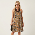 Darnella | Lattice-Neck Printed Sleeveless Mini Dress 7