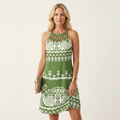 Darnella | Lattice-Neck Printed Sleeveless Mini Dress 22