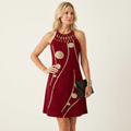 Darnella | Lattice-Neck Printed Sleeveless Mini Dress 14
