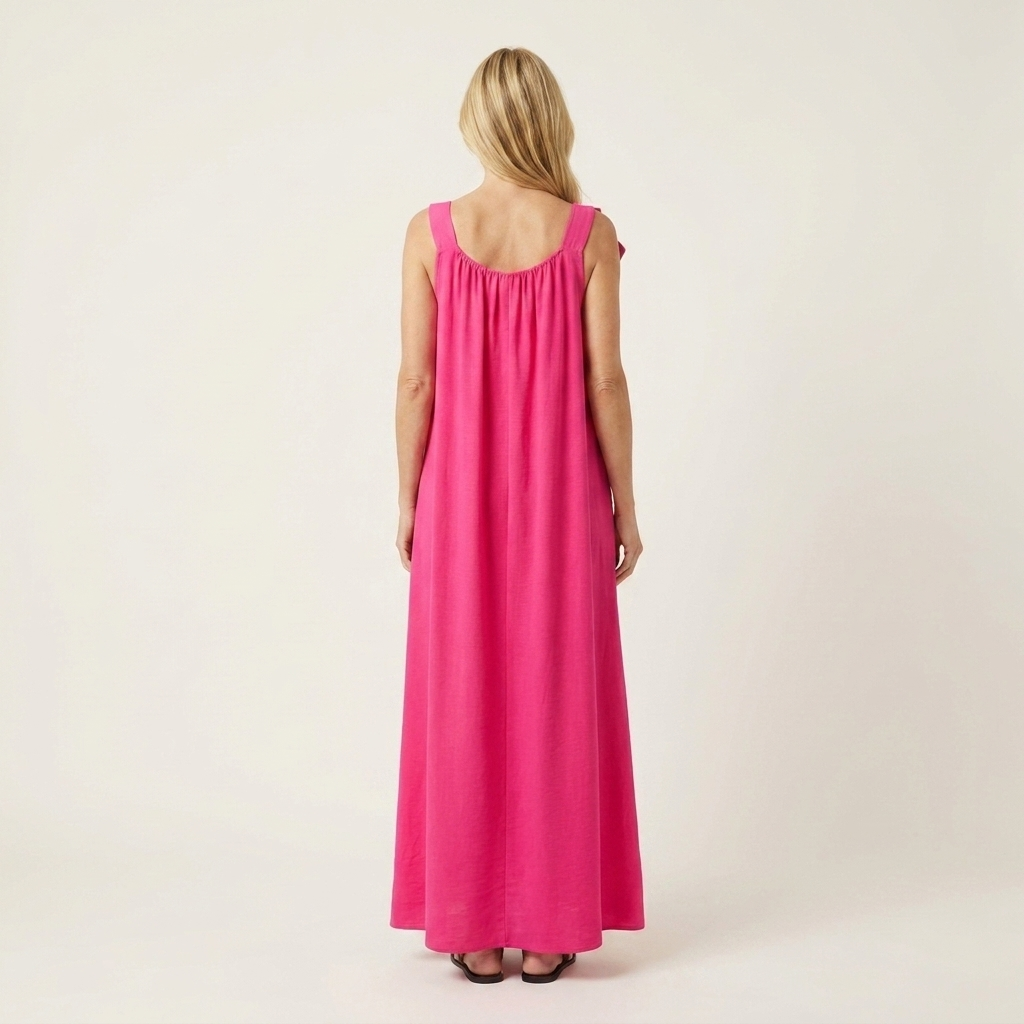 Kayla | Flower-Strap Scoop-Neck Maxi Dress