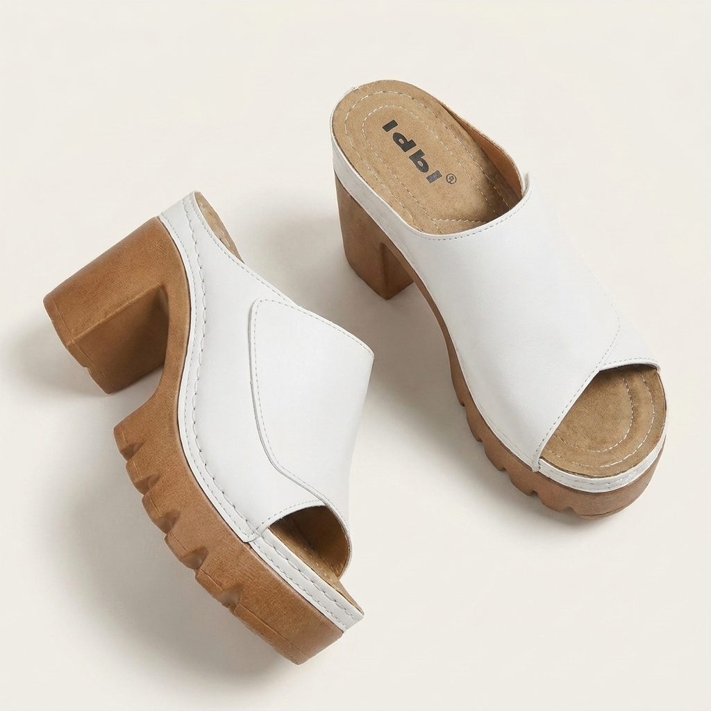 Eviana | Peep-Toe Platform Block Heel Mule Sandal