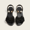 Ivy | Bow & Pearl-Trim Flat Slide Sandal