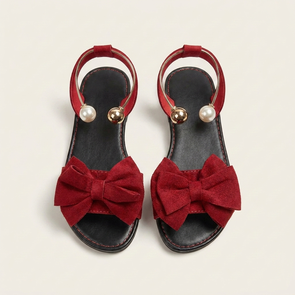 Ivy | Bow & Pearl-Trim Flat Slide Sandal