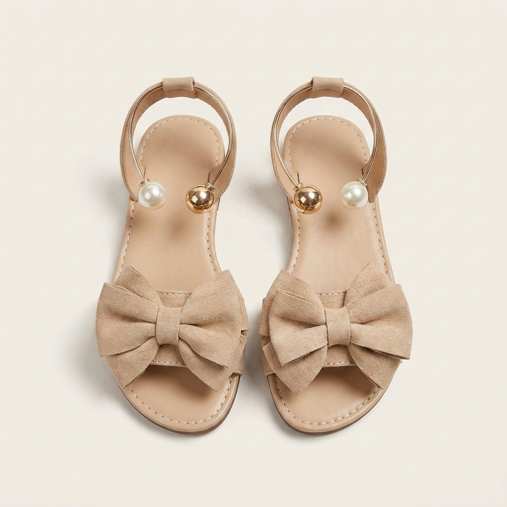 Ivy | Bow & Pearl-Trim Flat Slide Sandal