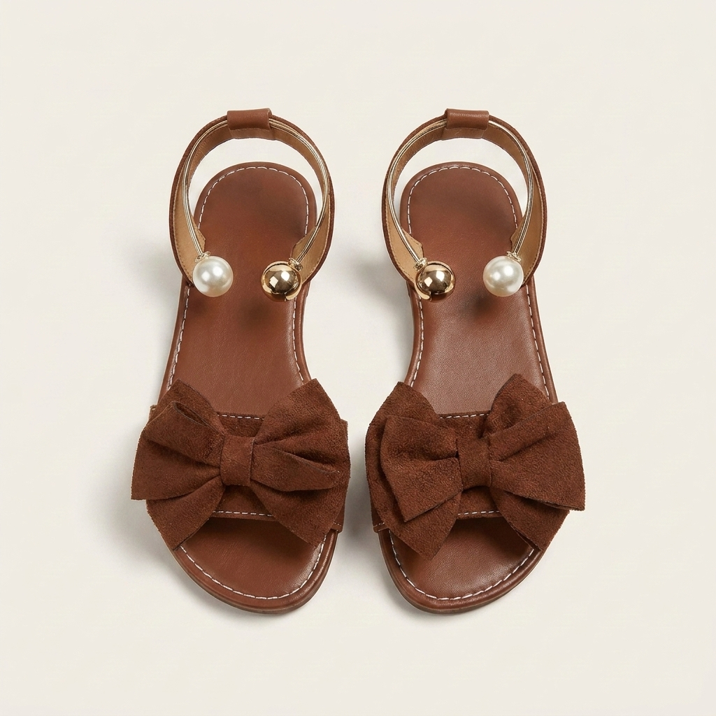 Ivy | Bow & Pearl-Trim Flat Slide Sandal