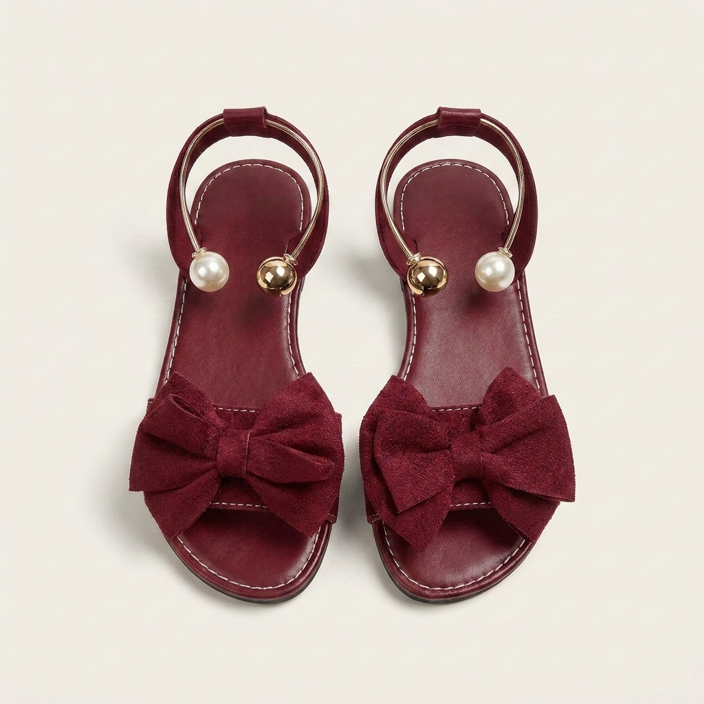 Ivy | Bow & Pearl-Trim Flat Slide Sandal