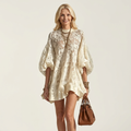 Valeria | Floral Lace Puff-Sleeve Oversized Mini Dress