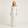 Zoelina | Off-Shoulder Sweetheart Ruched Sheer-Sleeve Maxi Dress