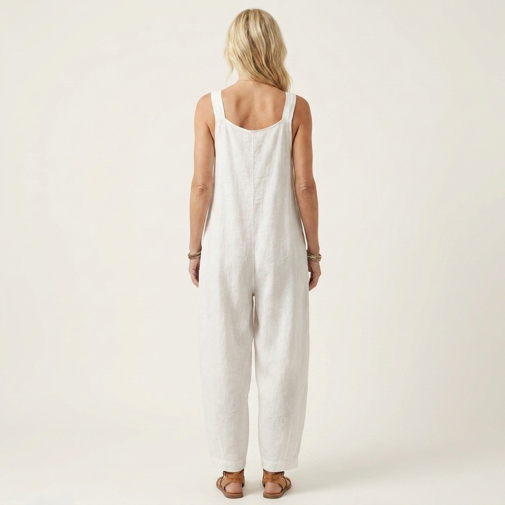 Farrah | Scoop-Neck Drop-Crotch Wide-Leg Jumpsuit with Pockets