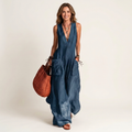 Xenia | Deep V-Neck Oversized Wide-Leg Jumpsuit with Cargo Pockets