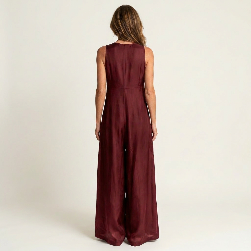 Xenia | Deep V-Neck Oversized Wide-Leg Jumpsuit with Cargo Pockets