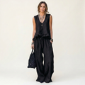 Siella | Ruffle-Hem V-Neck Tank and Wide-Leg Pant Two-Piece Set