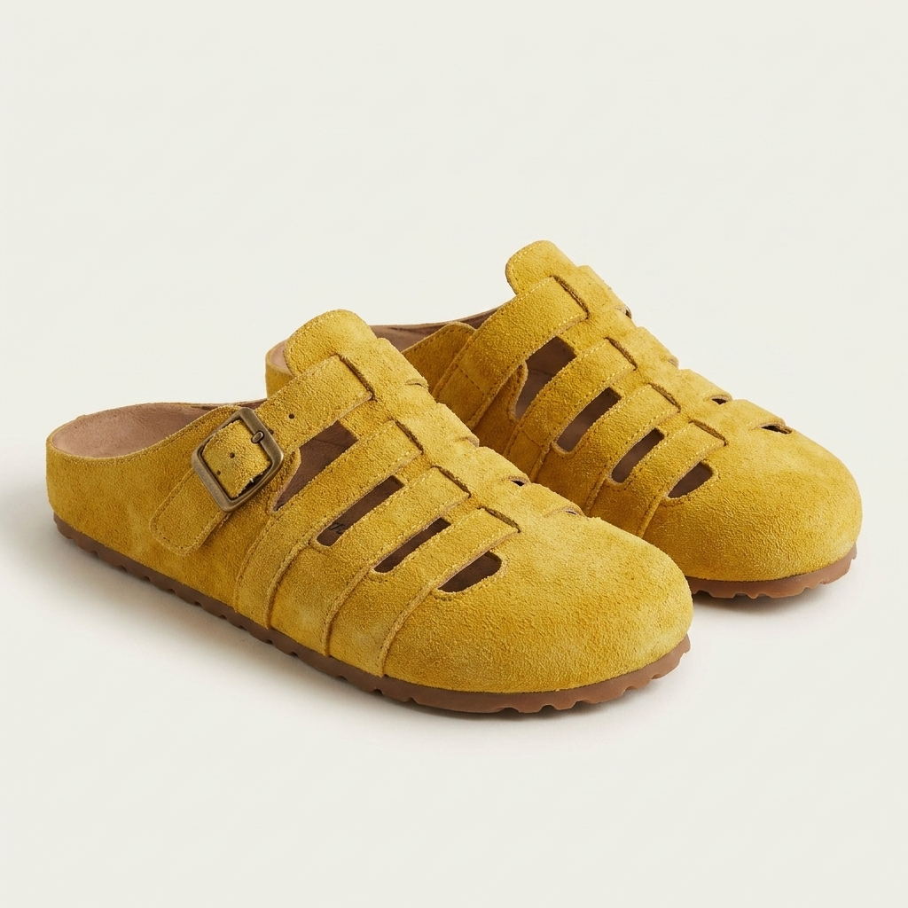 Elliana | Suede Caged Mule Sandal with Ankle Buckle