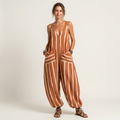 Karla | Striped Sleeveless V-Neck Wide-Leg Jumpsuit