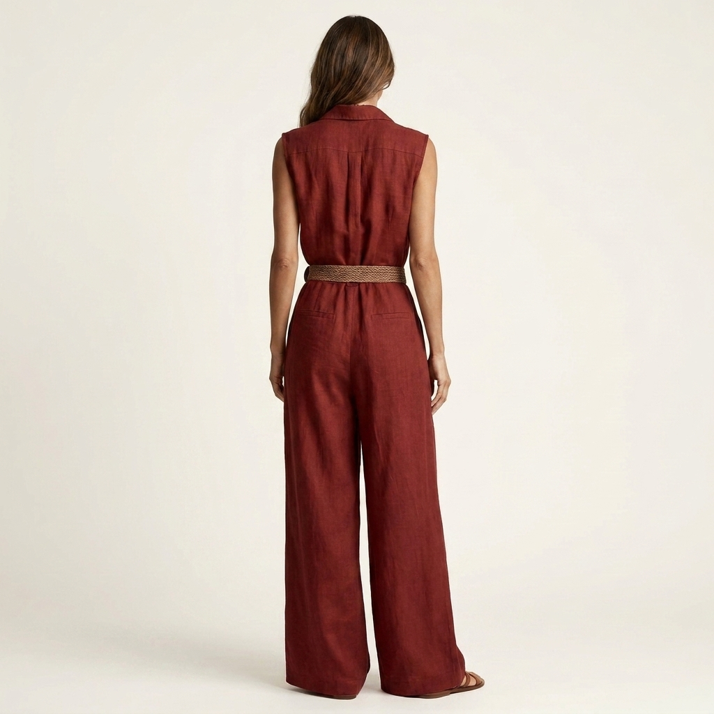 Layara | Sleeveless V-Neck Collared Jumpsuit
