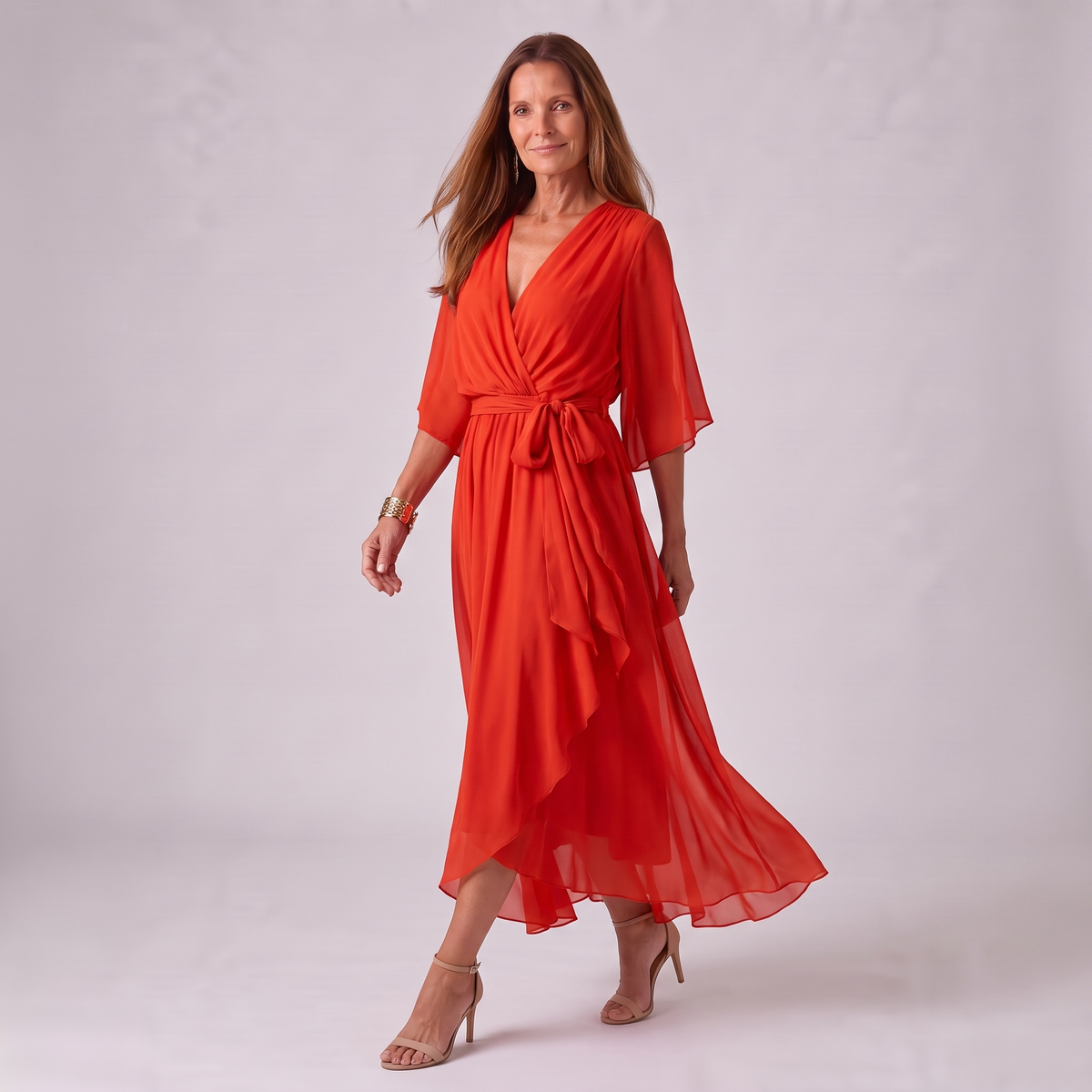 Monica | Wrap V-Neck Midi Wedding Guest Gowns