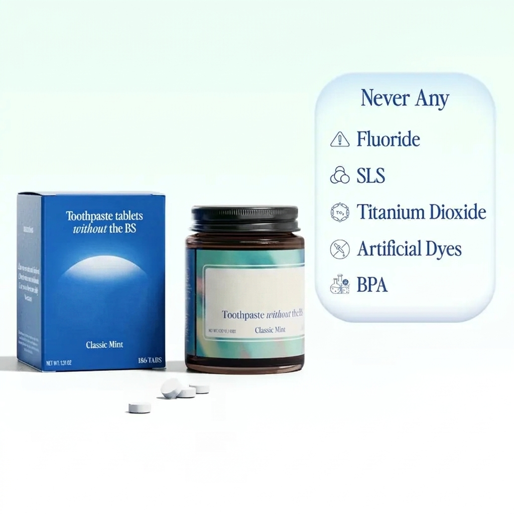 Toothpaste Tablets with Nano Hydroxyapatite, Fluoride & Plastic Free