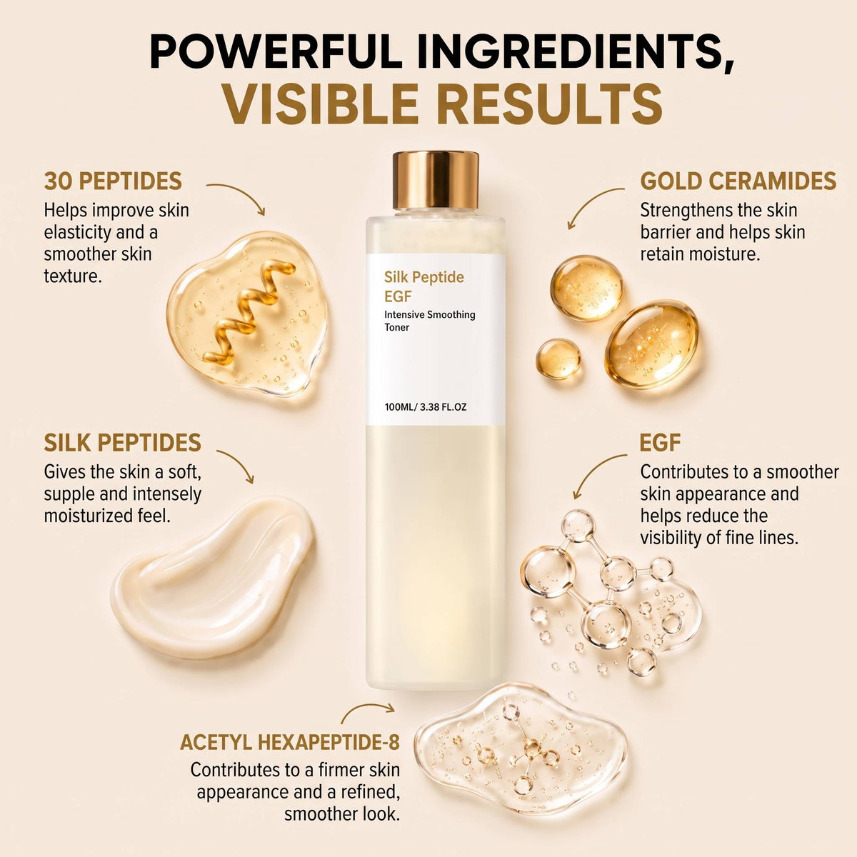 EGF Tox Toner - Korean Peptide Hydrating Toner for Smoother-Looking Skin, Fine Line Care & Plumping Hydration