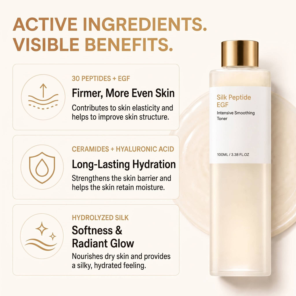 EGF Tox Toner - Korean Peptide Hydrating Toner for Smoother-Looking Skin, Fine Line Care & Plumping Hydration