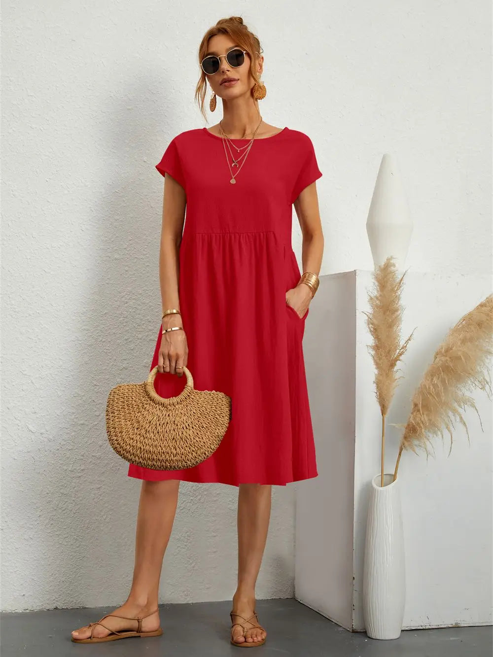 Norah | Women's Casual Dress with Pockets and Short Sleeves