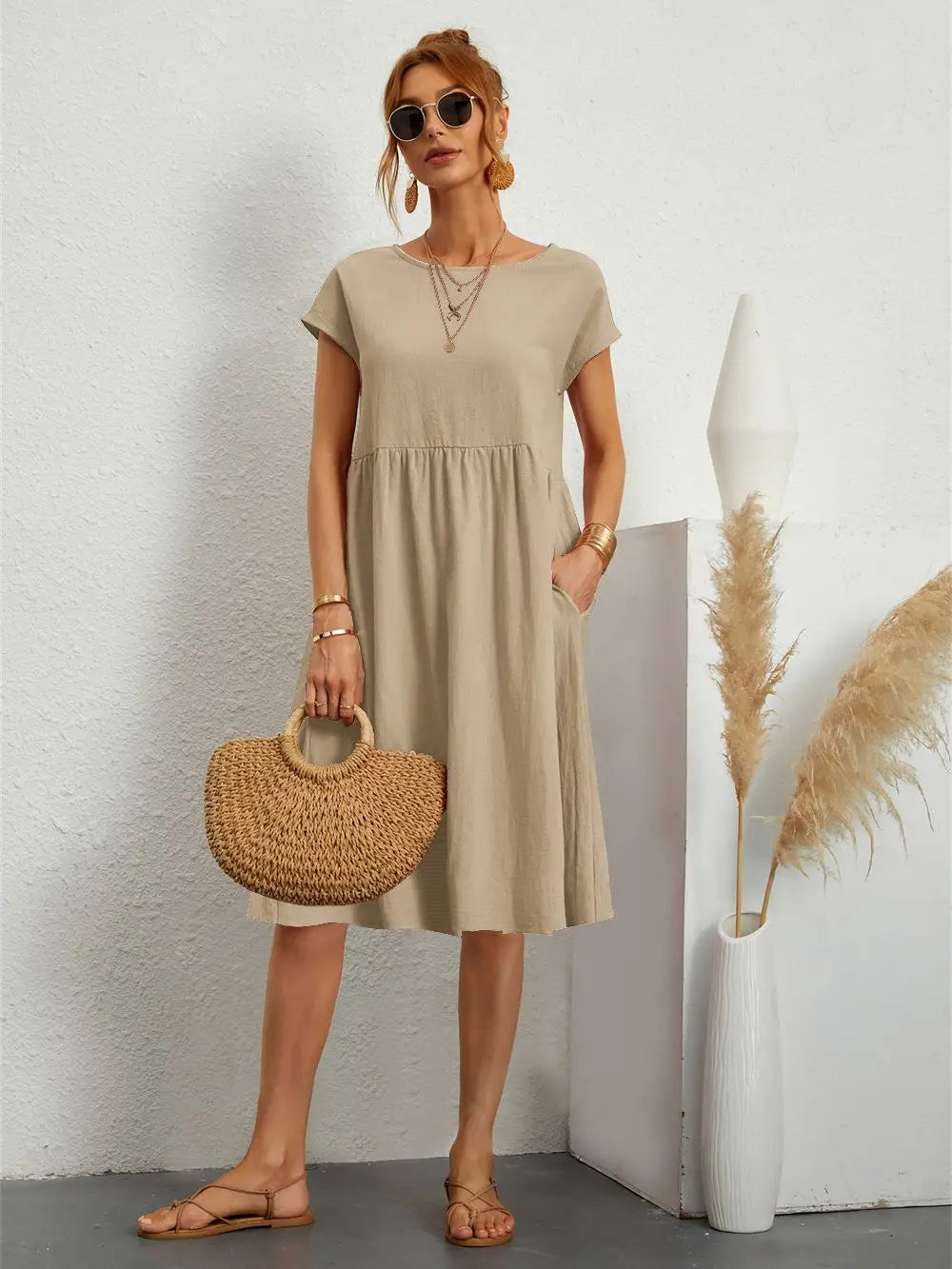 Norah | Women's Casual Dress with Pockets and Short Sleeves