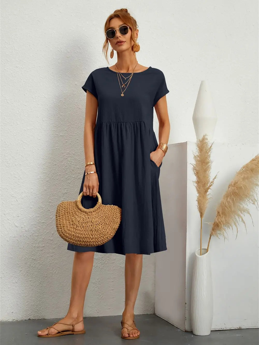 Norah | Women's Casual Dress with Pockets and Short Sleeves