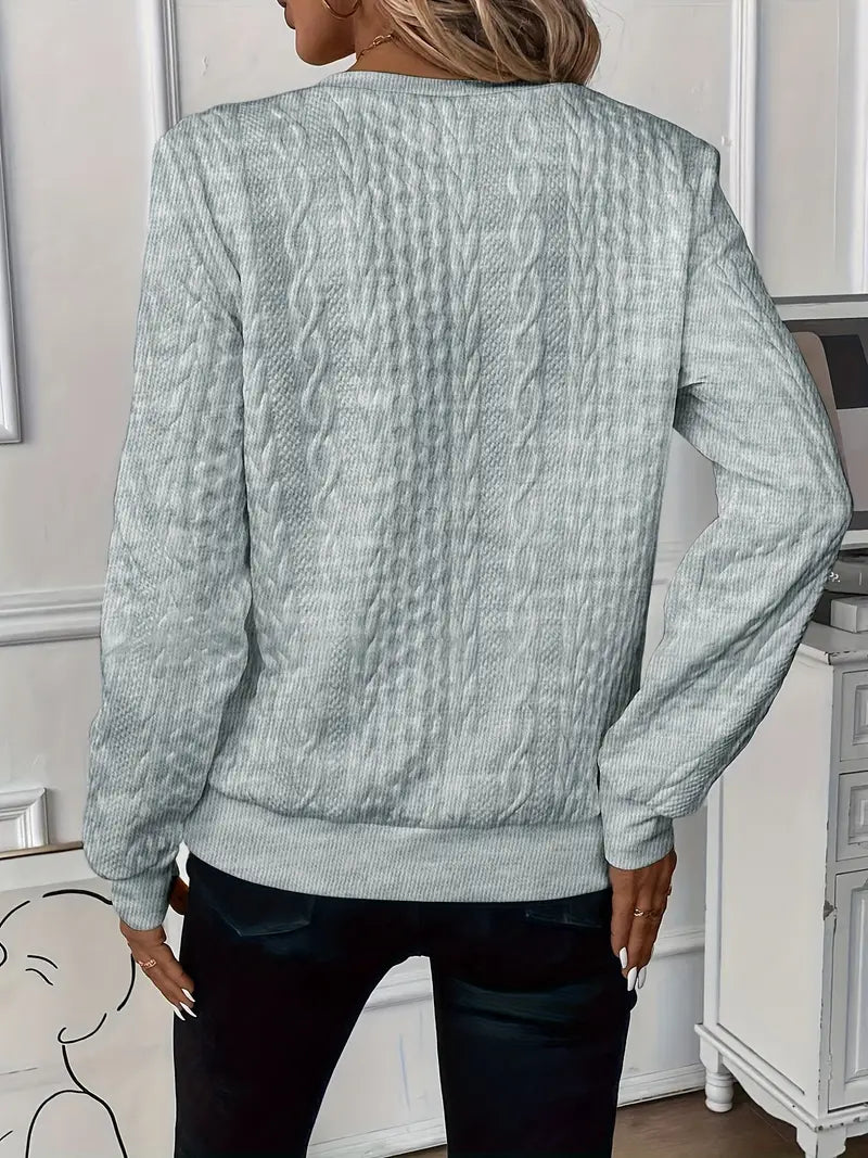 Women's Cable-Knit Zip Sweater with Ribbed Cuffs