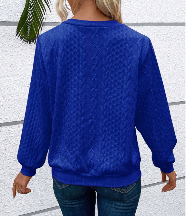 Women's Cable-Knit Zip Sweater with Ribbed Cuffs