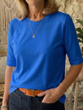 Elowen - Cozy Minimalist Half-sleeve 100% Cotton T-shirt