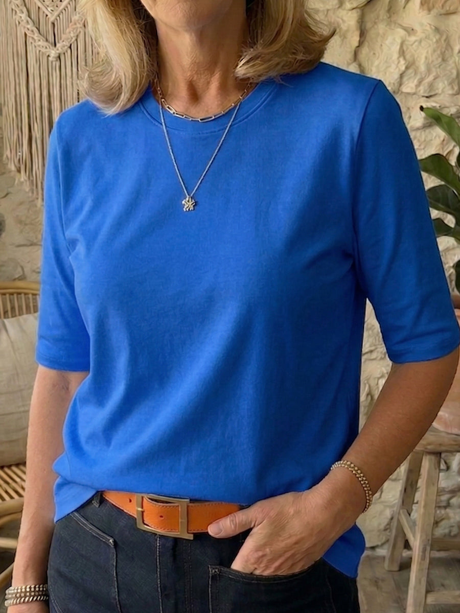 Elowen - Cozy Minimalist Half-sleeve 100% Cotton T-shirt
