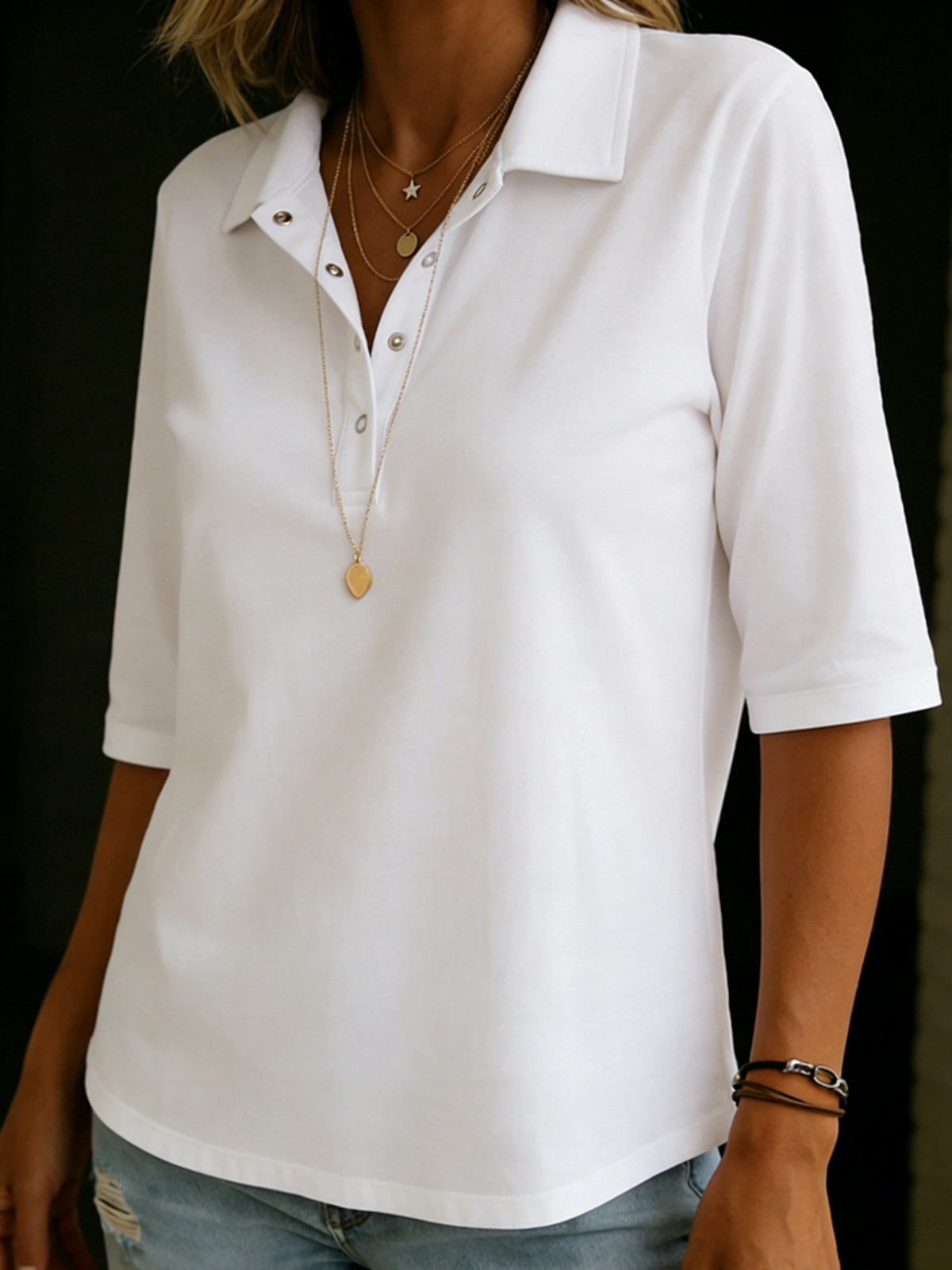 Julia | Casual Cozy Polo Collar 100% Cotton Half-sleeve T-shirt