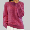 Women's Cable-Knit Jumper with Ribbed Neckline
