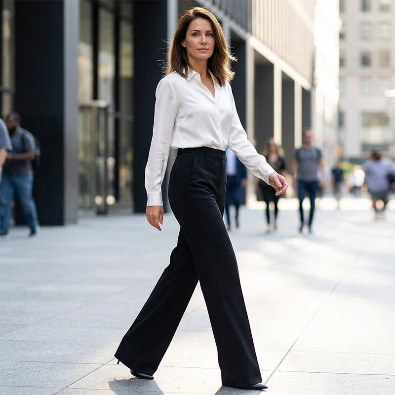 Sloane | High-Waist Stretch Straight-Leg Tailored Trousers