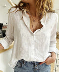 Women's Relaxed Linen Style Button-Up Blouse