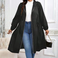 Women's Hooded Zip-Through Longline Coat with Pockets